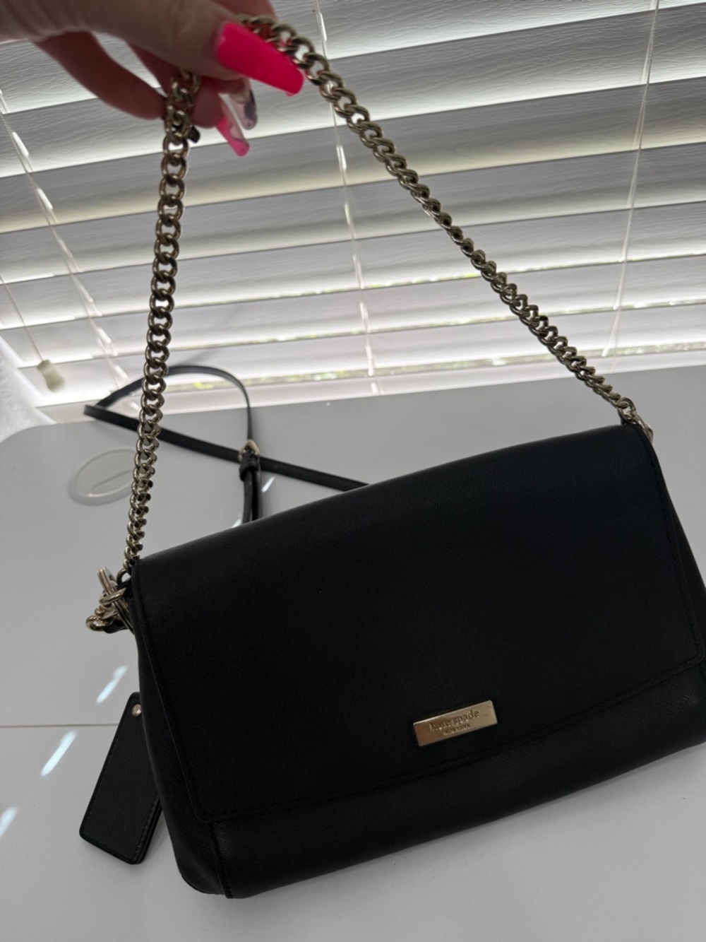 KATE SPADE Black Crossbody SAFFIANO LEATHER Bag - Sleek Everyday Shoulder Purse - Picture 6 of 6